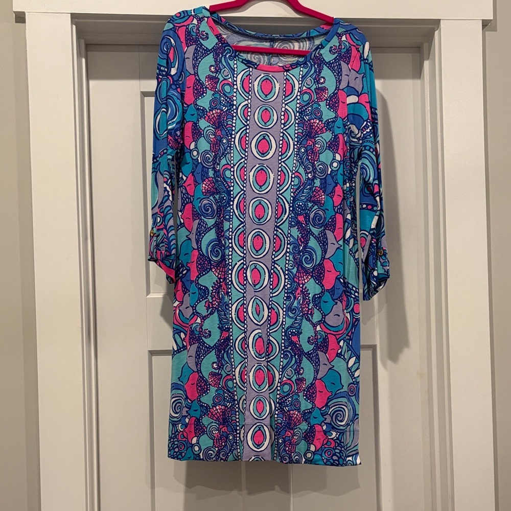 Lilly Pulitzer Blue and Pink Patterned Swim Cover-Up